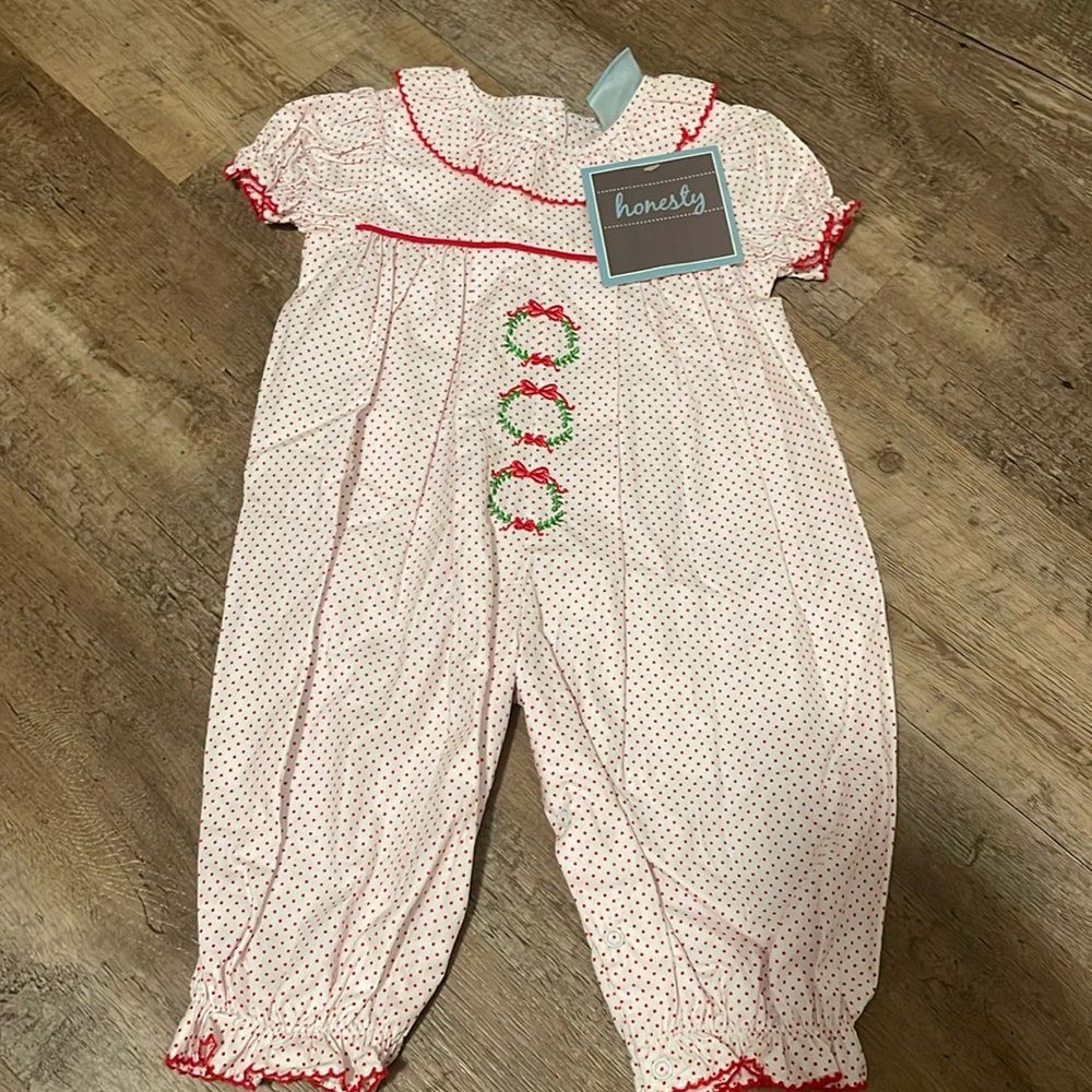 Christmas embroidered bubble romper